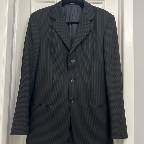 Armani Classic Black Pinstripe Men's Blazer - Picture 1 of 7